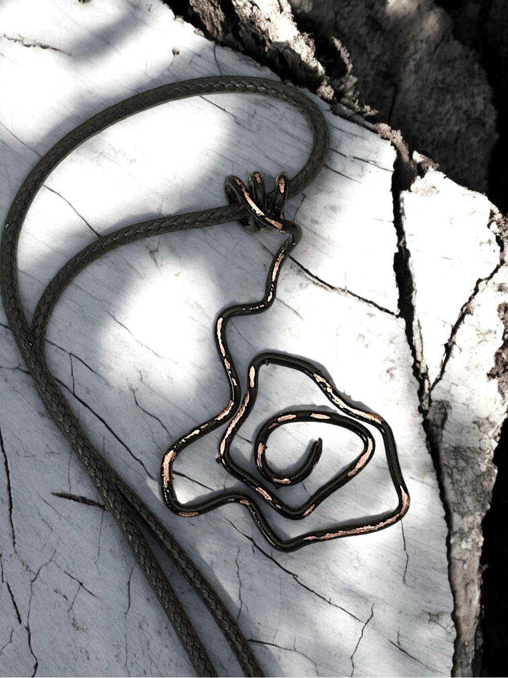 5 For $25💫Alternative Black Wire Swirl Pendant Necklace